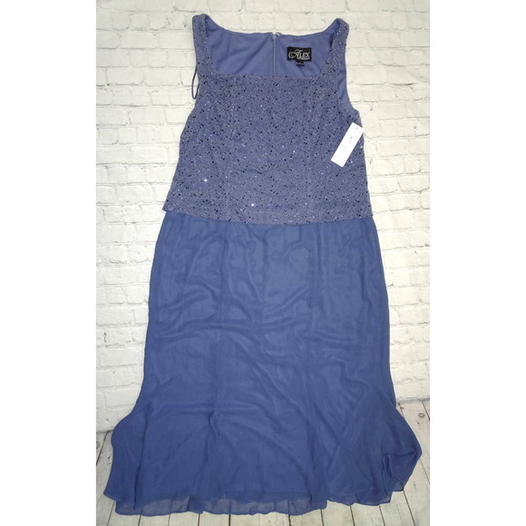 Alex Evenings Dress, Periwinkle, 18, Missing Scarf - Picture 1 of 6